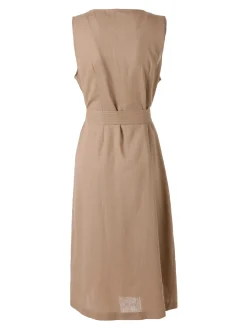 Solada Abito smanicato da donna a camicia in misto lino - khaki