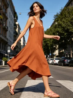 Solada Abito smanicato da donna animalier asimmetrico - multicolore