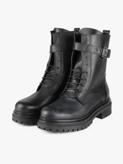 Solada Anfibi donna in pelle con lacci e zip
