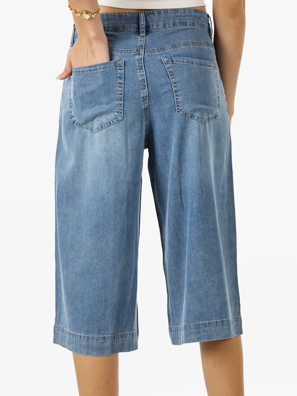 Solada Bermuda da donna in jeans a gamba larga - jeans