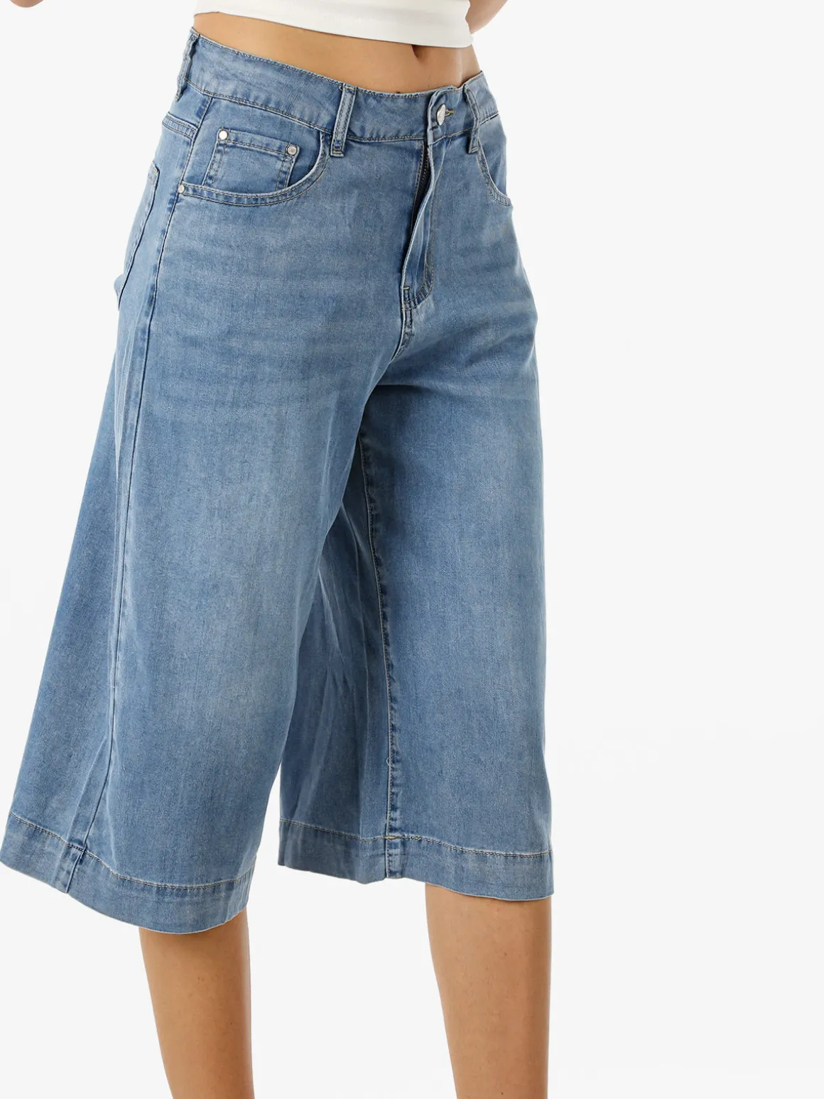 Solada Bermuda da donna in jeans a gamba larga - jeans