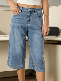 Solada Bermuda da donna in jeans a gamba larga - jeans