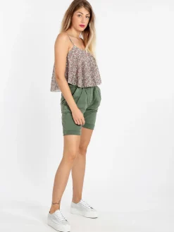 Solada Bermuda donna in cotone vita alta