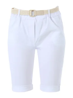 Solada Bermuda donna in tessuto elasticizzato con cintura in corda - bianco