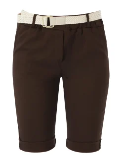 Solada Bermuda donna in tessuto elasticizzato con cintura in corda - moro
