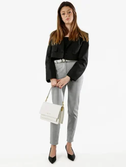 Solada Blazer cropped da donna con bottone e scollo a V - nero