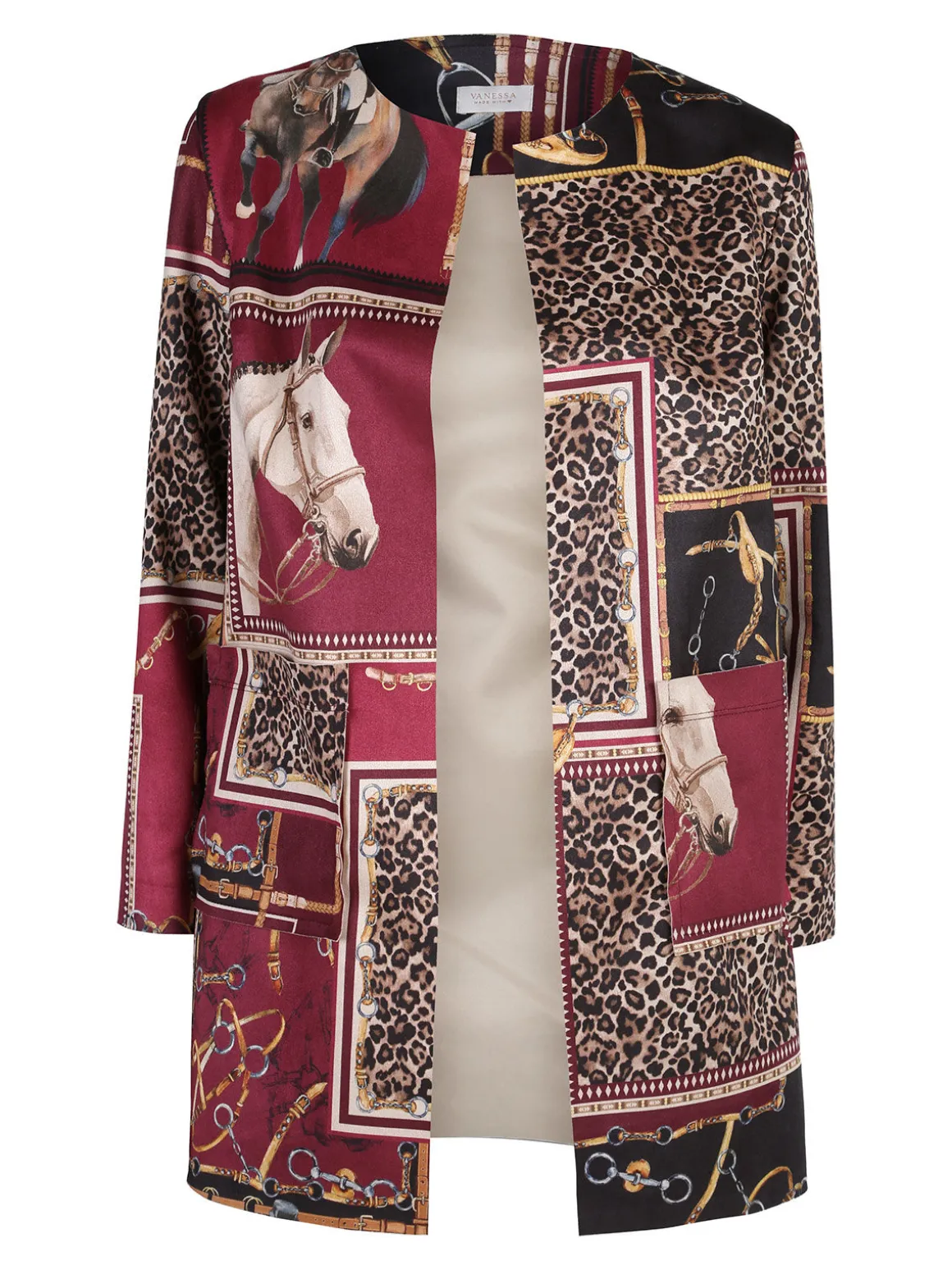 Solada Blazer donna aperto con stampe - bordeaux