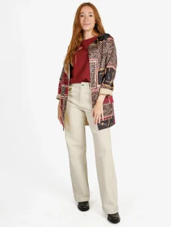 Solada Blazer donna aperto con stampe - bordeaux