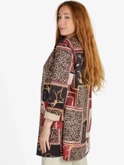 Solada Blazer donna aperto con stampe - bordeaux