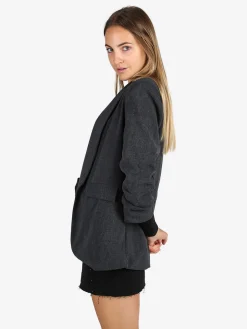 Solada Blazer donna aperto con maniche arricciate - grigio scuro