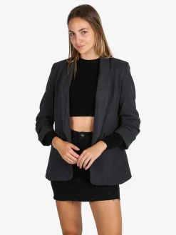 Solada Blazer donna aperto con maniche arricciate - grigio scuro