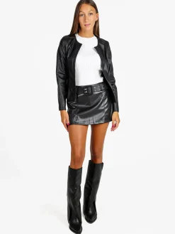 Solada Blazer donna aperto in ecopelle - nero