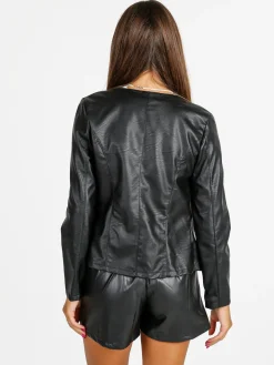 Solada Blazer donna aperto in ecopelle - nero
