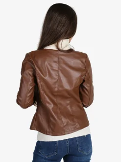 Solada Blazer donna aperto in ecopelle - marrone