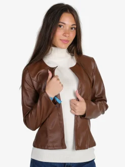 Solada Blazer donna aperto in ecopelle - marrone