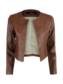 Solada Blazer donna aperto in ecopelle - marrone