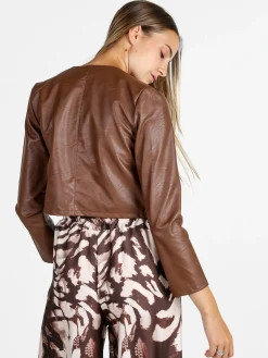Solada Blazer donna aperto in ecopelle - marrone