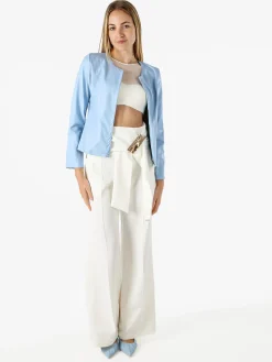 Solada Blazer donna aperto in ecopelle - azzurro