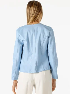 Solada Blazer donna aperto in ecopelle - azzurro