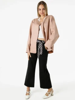 Solada Blazer donna aperto oversize in tessuto soft scamosciato - rosa