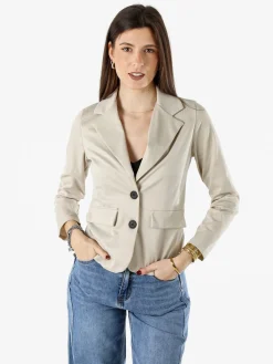 Solada Blazer donna con bottoni e stampa texture - beige