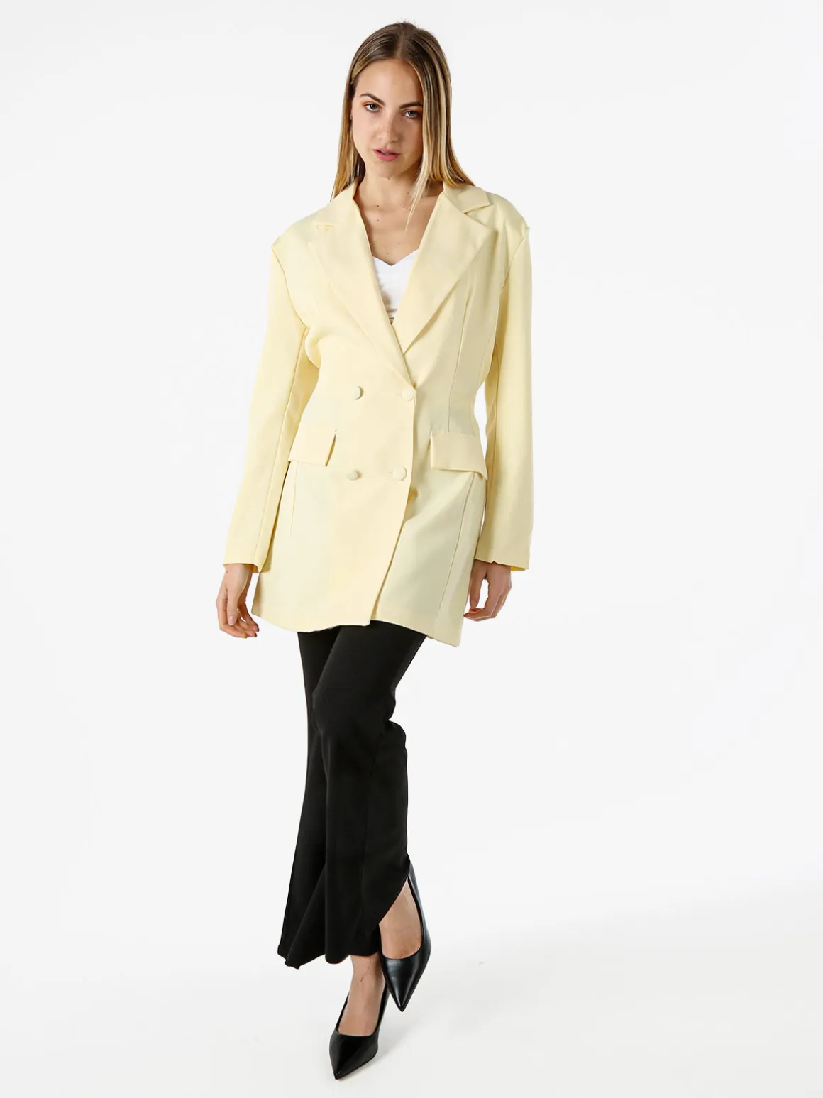 Solada Blazer donna elegante a doppiopetto - giallo