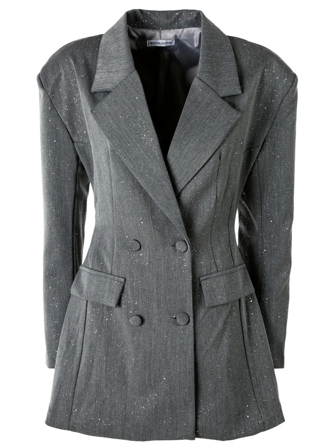 Solada Blazer donna elegante con brillantini e chiusura a doppiopetto - grigio