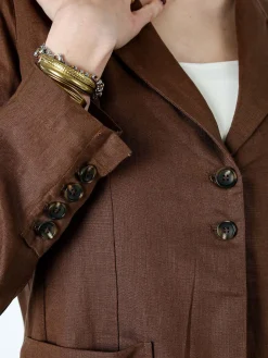 Solada Blazer donna in misto lino - marrone