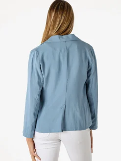 Solada Blazer donna in misto lino con bottone - blu