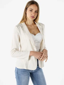 Solada Blazer donna in misto lino con bottone - beige