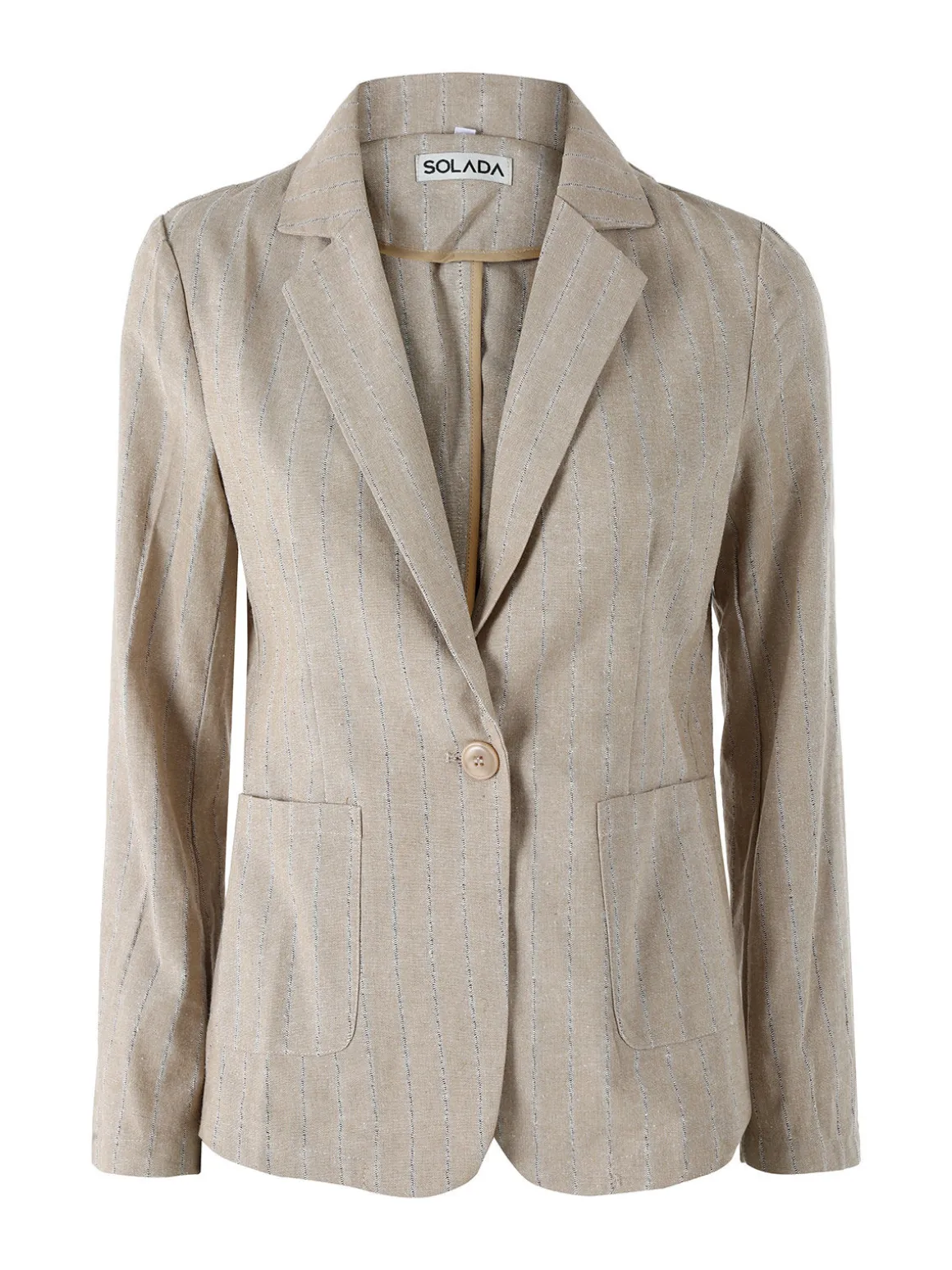 Solada Blazer donna in misto lino e cotone con stampa a righe - beige