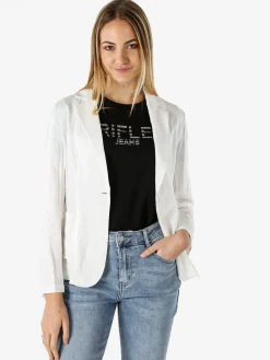 Solada Blazer donna in misto lino con bottone - bianco