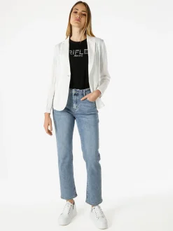 Solada Blazer donna in misto lino con bottone - bianco