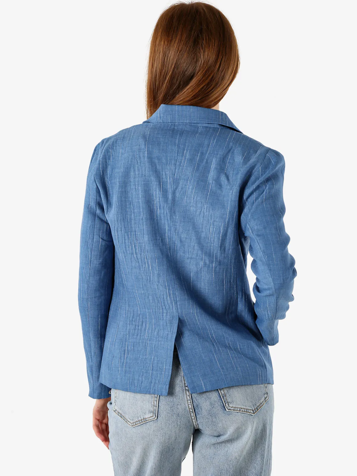 Solada Blazer donna in misto lino e viscosa - blu