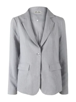 Solada Blazer donna in misto lino e viscosa - grigio