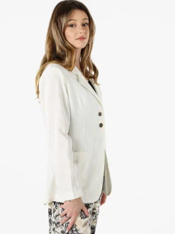 Solada Blazer donna in misto lino - panna