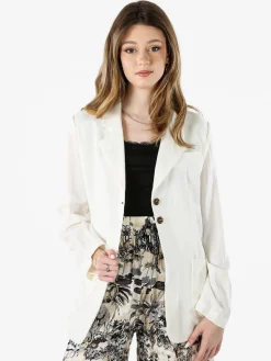 Solada Blazer donna in misto lino - panna