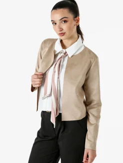 Solada Blazer donna in tessuto scamosciato senza chiusura - cammello