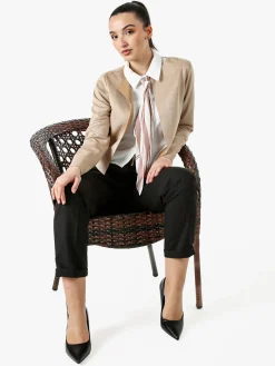 Solada Blazer donna in tessuto scamosciato senza chiusura - cammello