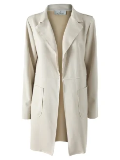 Solada Blazer donna lungo in tessuto scamosciato senza chiusura - beige