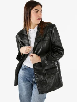 Solada Blazer donna oversize con bottoni - nero