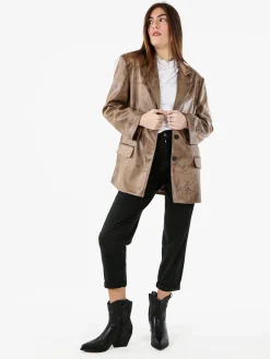 Solada Blazer donna oversize con bottoni - marrone