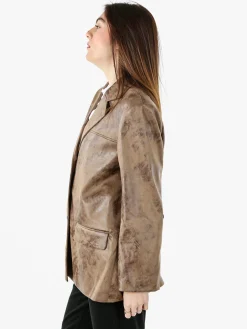 Solada Blazer donna oversize con bottoni - marrone