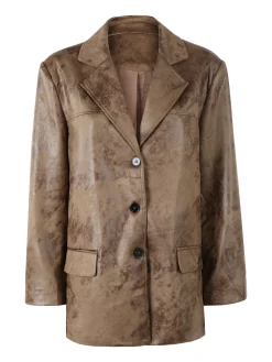 Solada Blazer donna oversize con bottoni - marrone