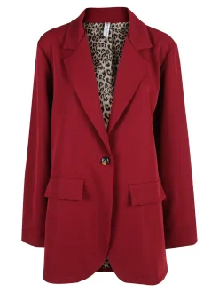 Solada Blazer donna oversize con interno animalier - rosso