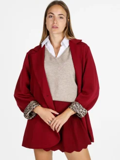 Solada Blazer donna oversize con interno animalier - rosso