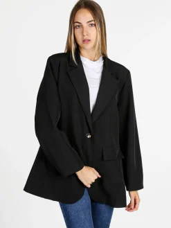 Solada Blazer donna oversize con interno animalier - nero