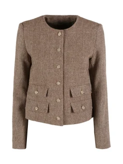 Solada Blazer donna spigato in misto lana - khaki