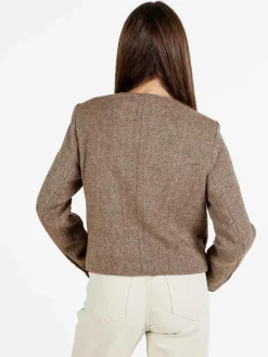 Solada Blazer donna spigato in misto lana - khaki