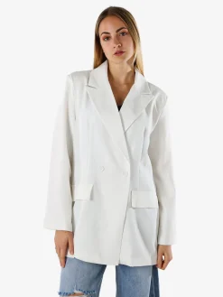 Solada Blazer oversize da donna con chiusura a doppiopetto - bianco